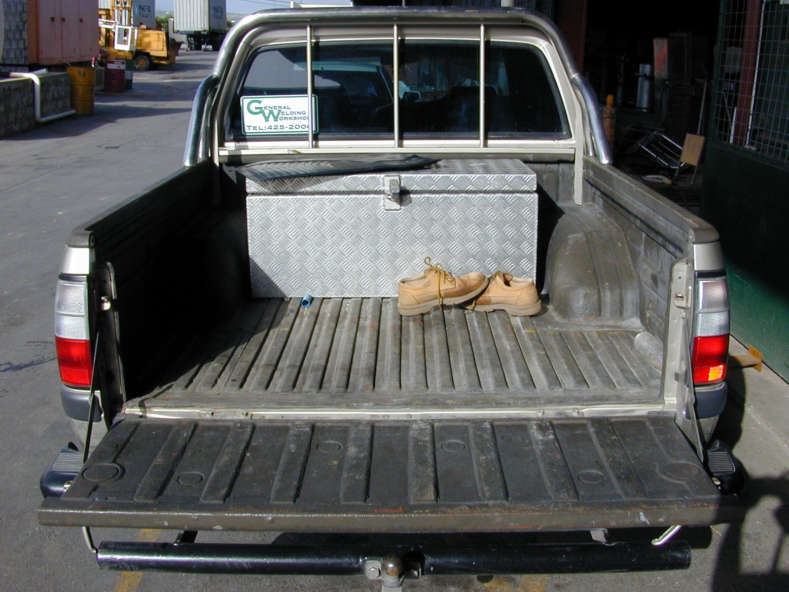 Cured SprayShield Pro membrane on truck metal